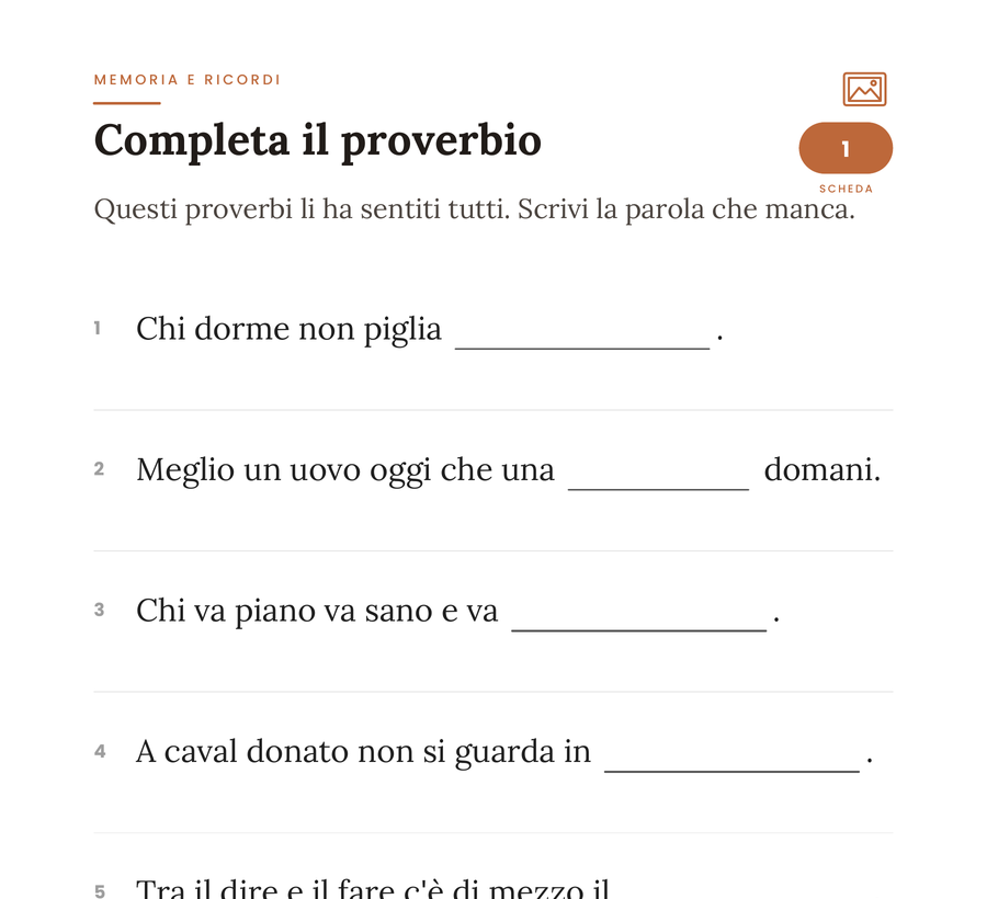 Completa il proverbio